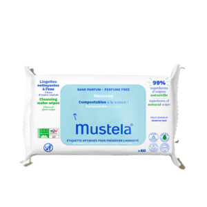 Mustela Bebé-Niño Toallitas al Agua Sin Perfume, Compostables en Casa, 60 uds.