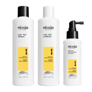Nioxin SISTEMA 1 – Kit de Tratamiento para Cabello Natural con Debilitamiento Leve (3 u)