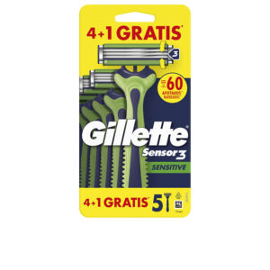 GILLETTE SENSOR3 SENSITIVE Cuchillas de Afeitar Desechables, 5 Unidades